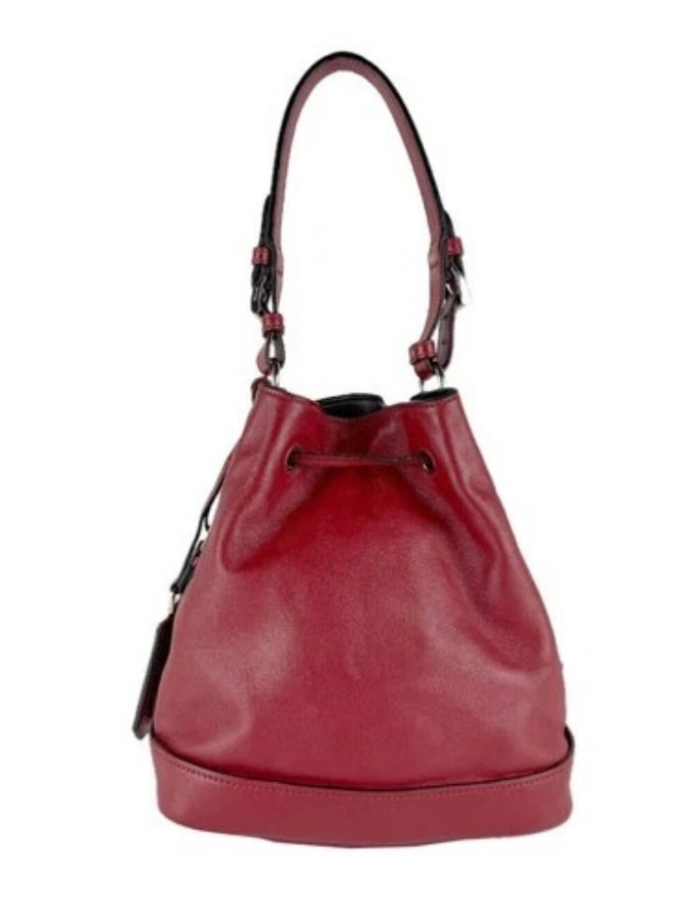 Auth PRADA Handbag Shoulder Bag Red/Silver Leather/Metal - z9575 - Picture 3 of 14